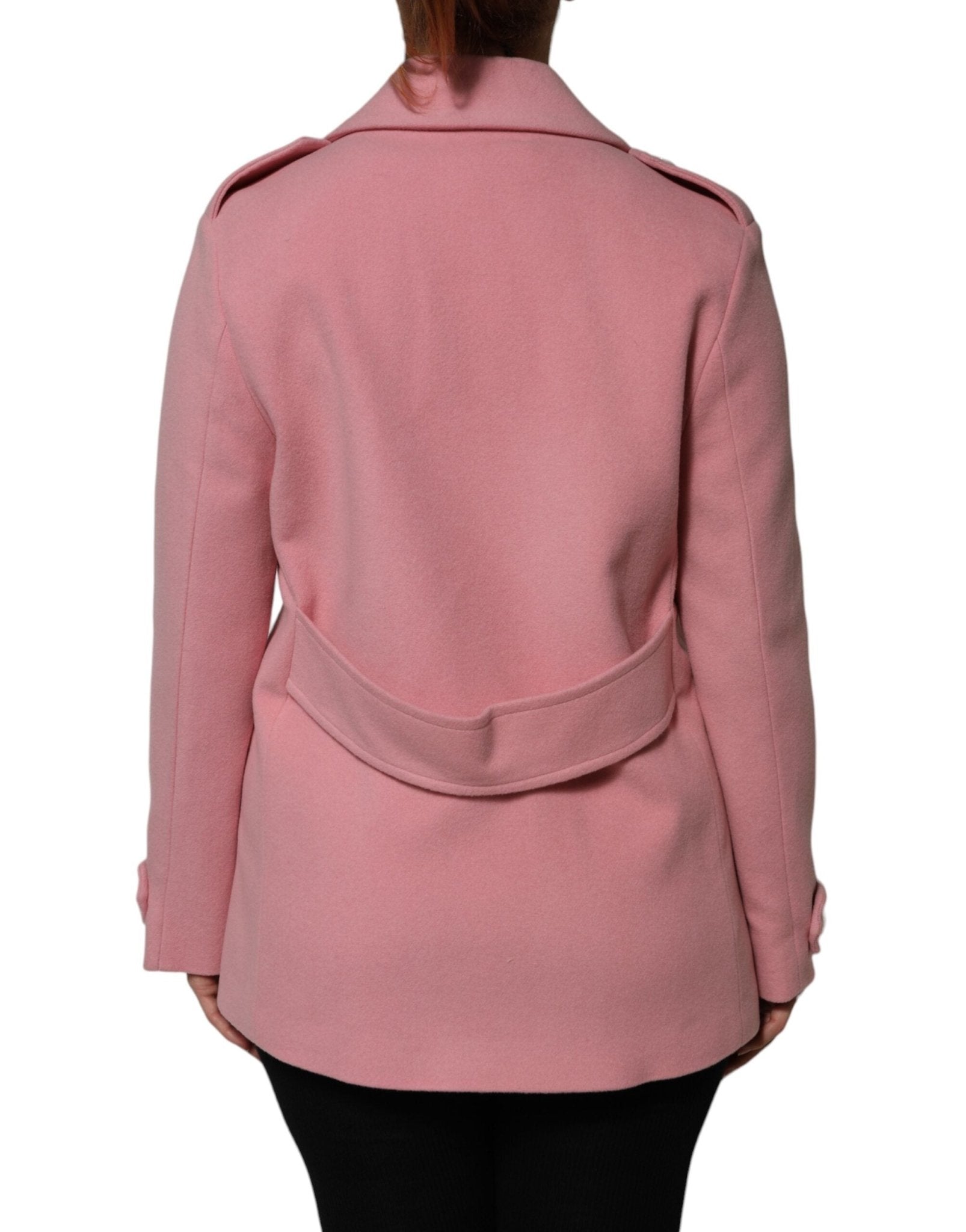 PINK MEMORIES Pink Wool Double Breasted Blazer Coat Jacket - RIMODA