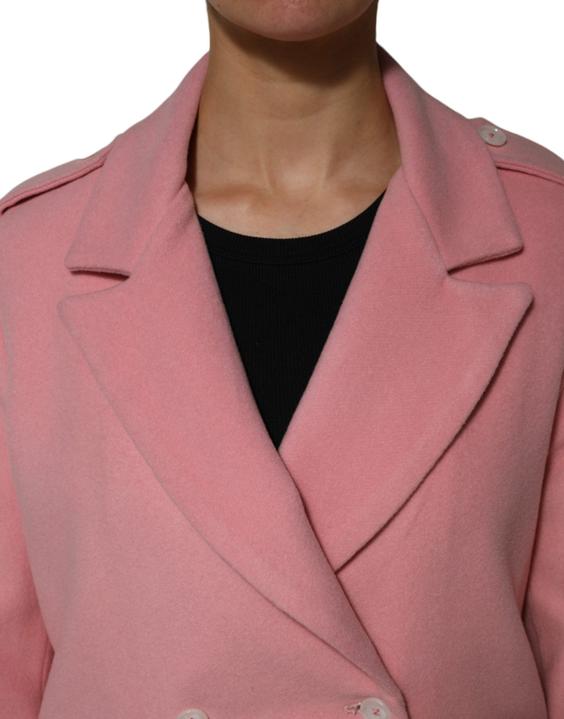 PINK MEMORIES Pink Wool Double Breasted Blazer Coat Jacket - RIMODA
