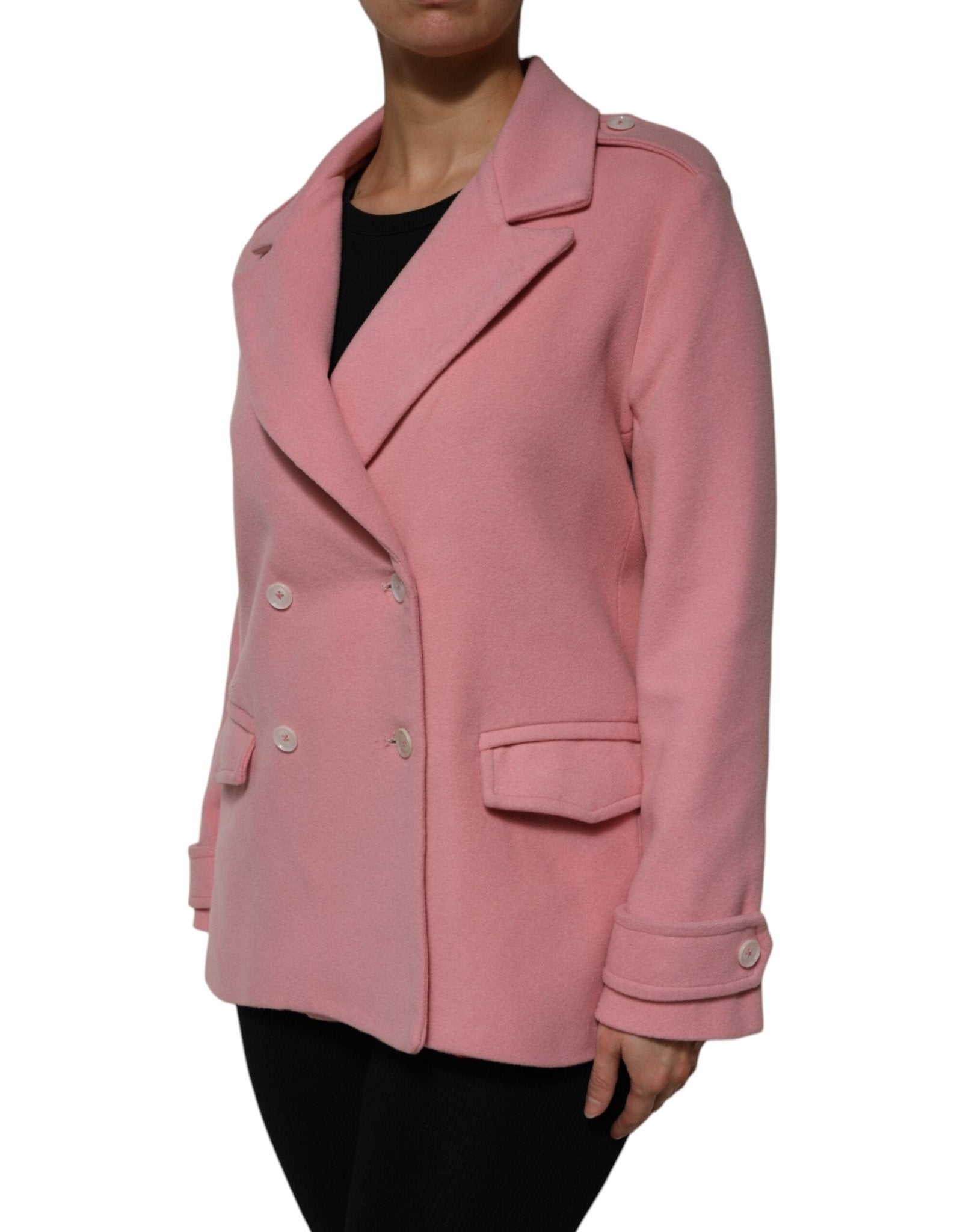 PINK MEMORIES Pink Wool Double Breasted Blazer Coat Jacket - RIMODA