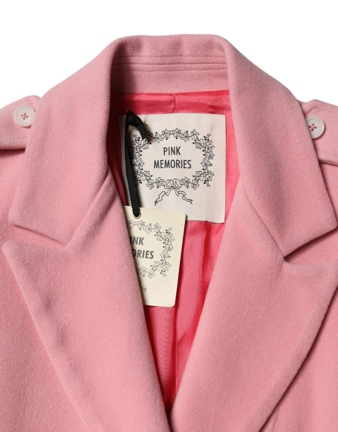 PINK MEMORIES Pink Wool Double Breasted Blazer Coat Jacket - RIMODA
