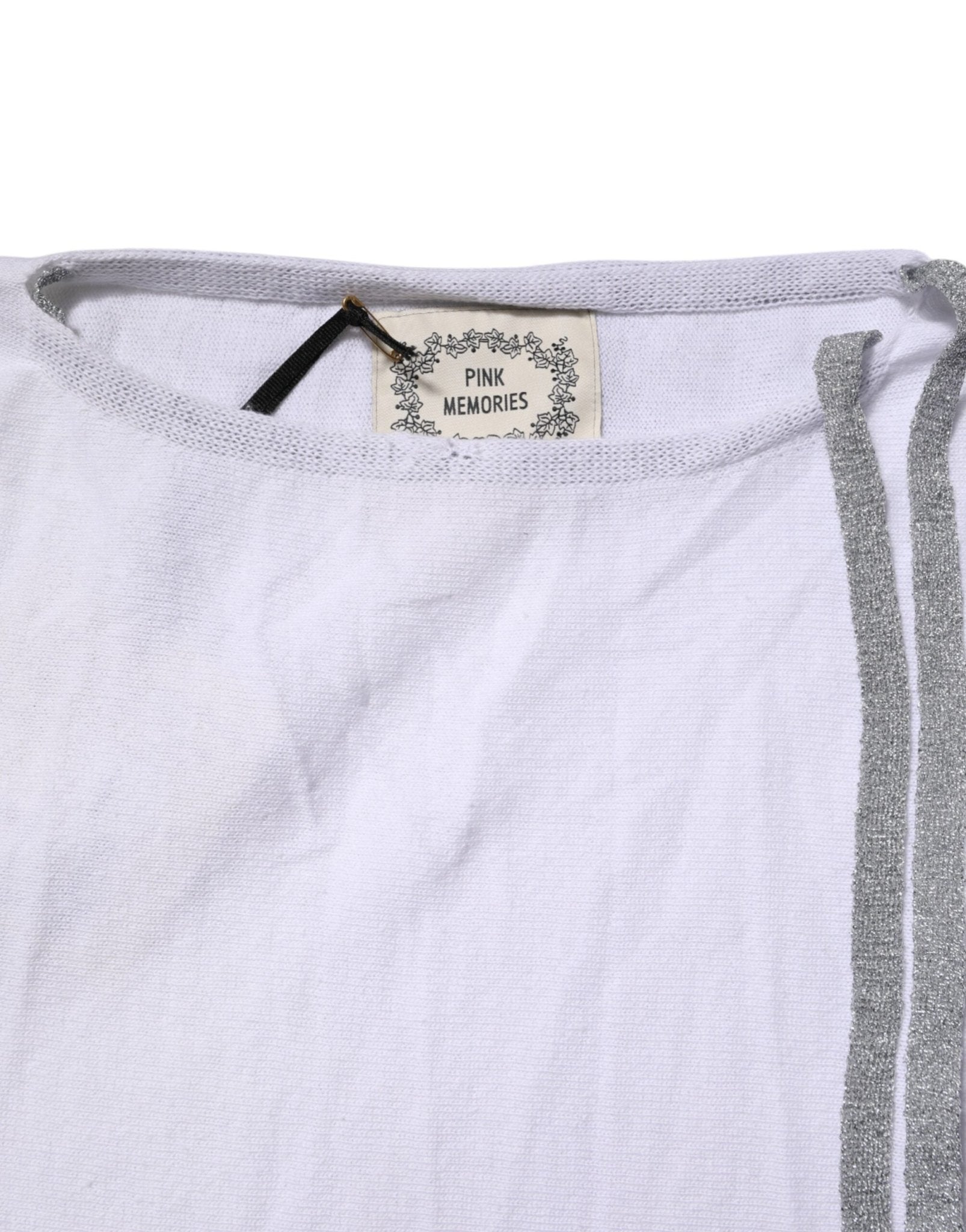 PINK MEMORIES White Cotton Short Sleeves Round Neck Blouse Top - RIMODA