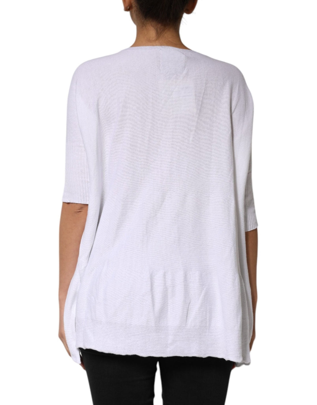 PINK MEMORIES White Cotton Short Sleeves Round Neck Blouse Top - RIMODA
