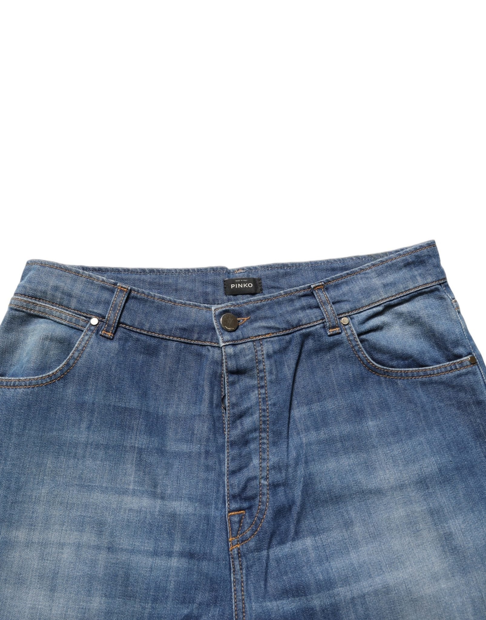 PINKO Blue Washed High Waist Wide Leg Denim Cotton Stretch Jeans - RIMODA