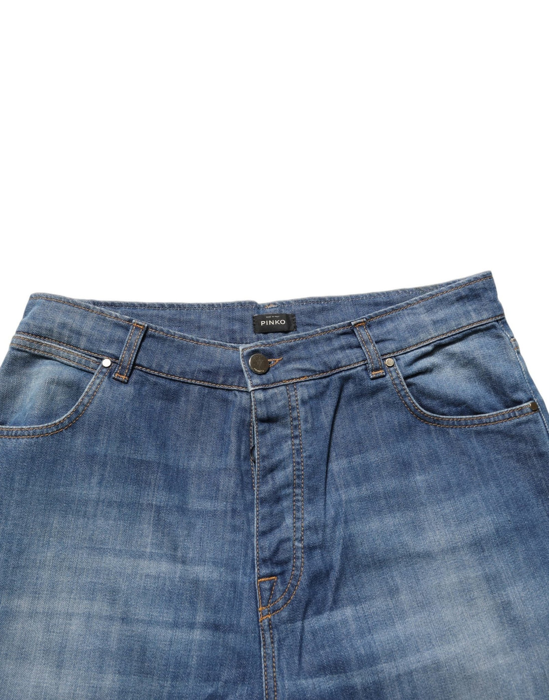 PINKO Blue Washed High Waist Wide Leg Denim Cotton Stretch Jeans - RIMODA