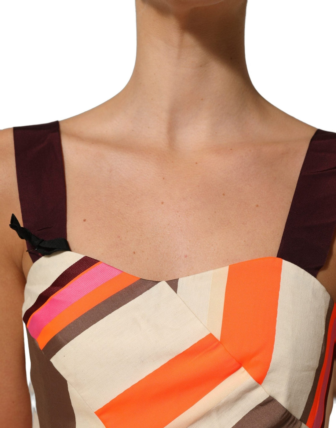 PINKO Multicolor Striped Cotton Sleeveless Draped Peplum Top - RIMODA