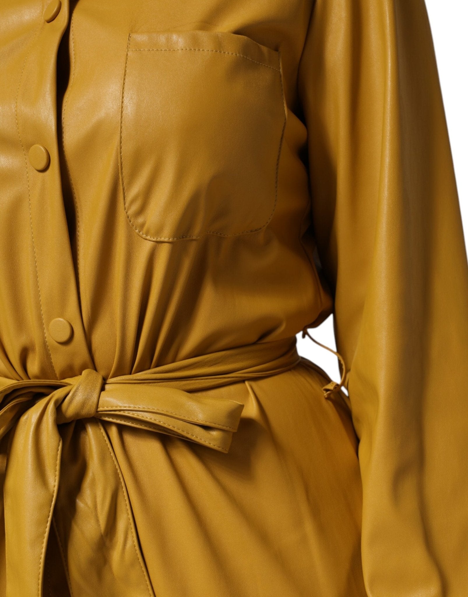 PINKO Polyester Belted Shirt Midi Long Sleeve Yellow Mustard - RIMODA