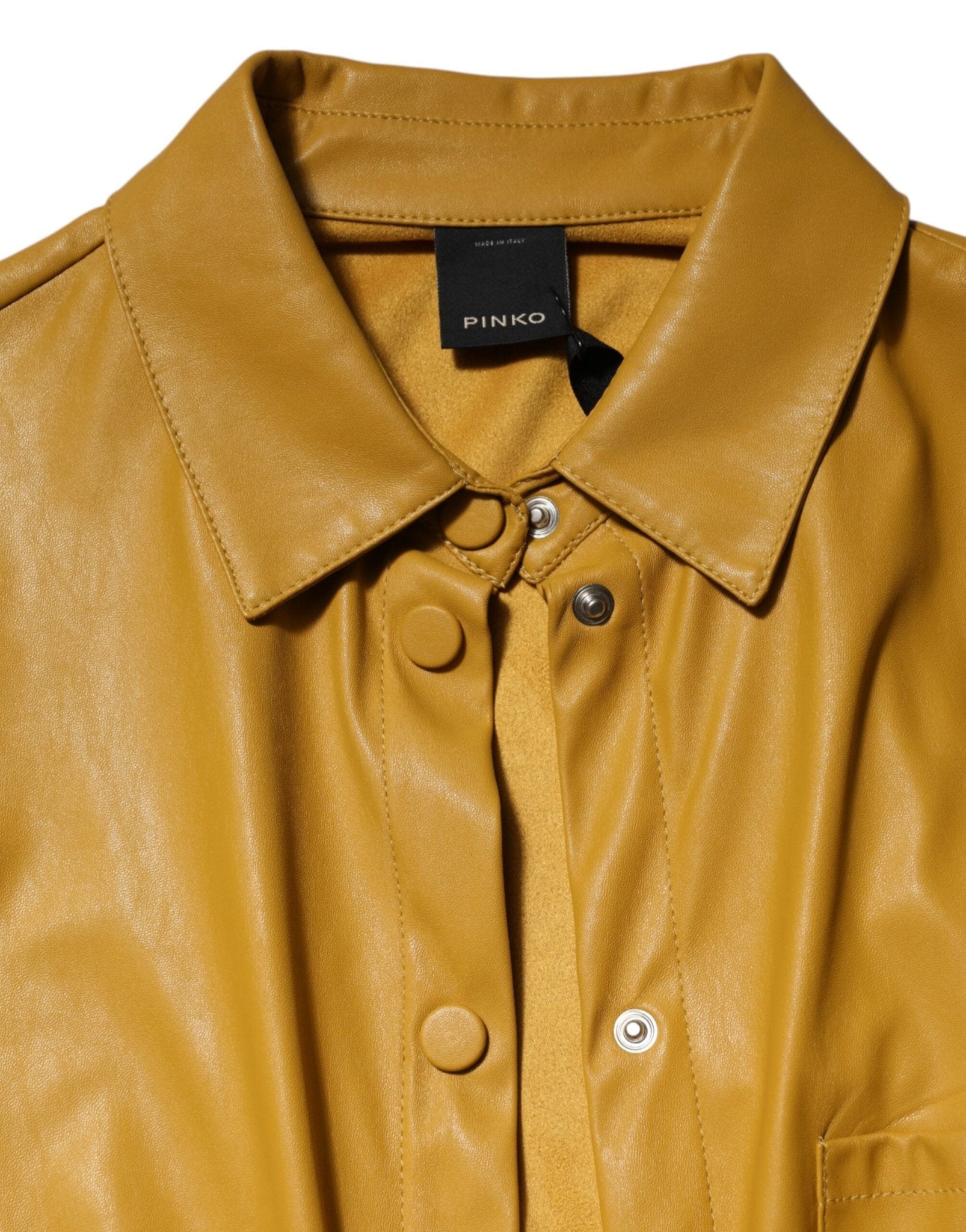 PINKO Polyester Belted Shirt Midi Long Sleeve Yellow Mustard - RIMODA
