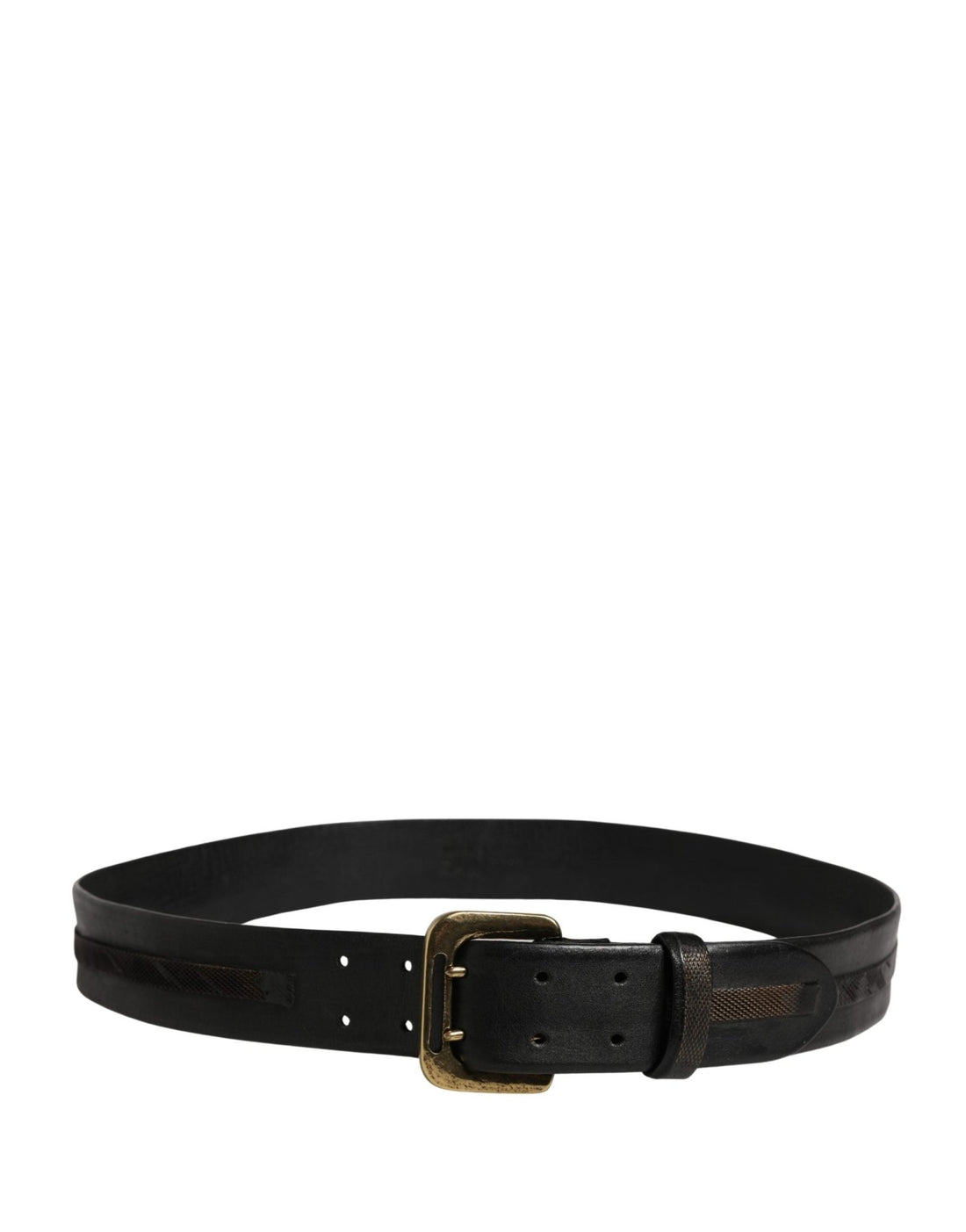 PLEIN SUD Black Leather Gold Metal Buckle Waist Women Belt - RIMODA