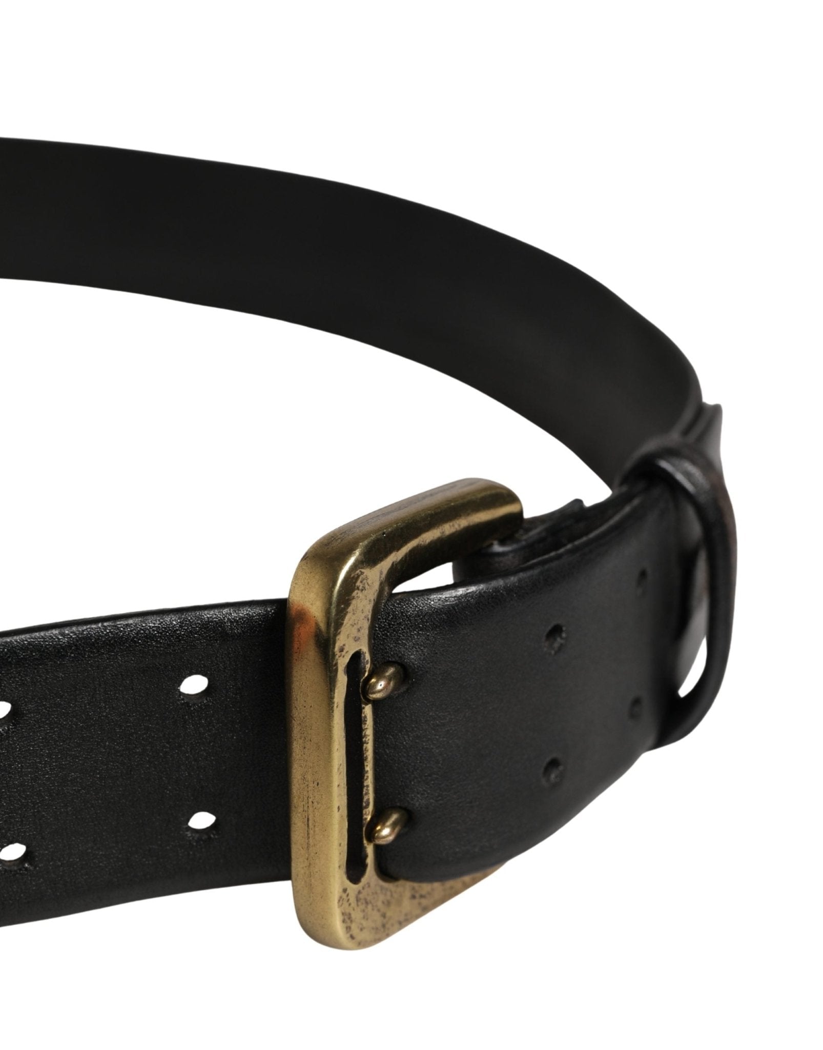 PLEIN SUD Black Leather Gold Metal Buckle Waist Women Belt - RIMODA