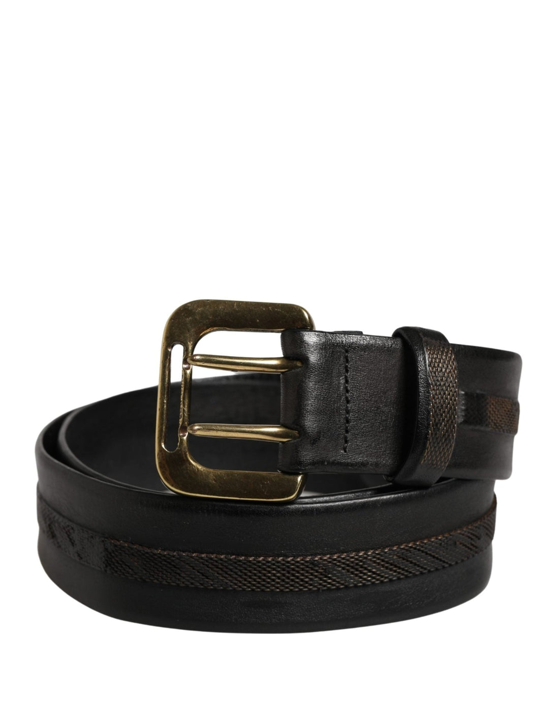 PLEIN SUD Black Leather Gold Metal Buckle Waist Women Belt - RIMODA