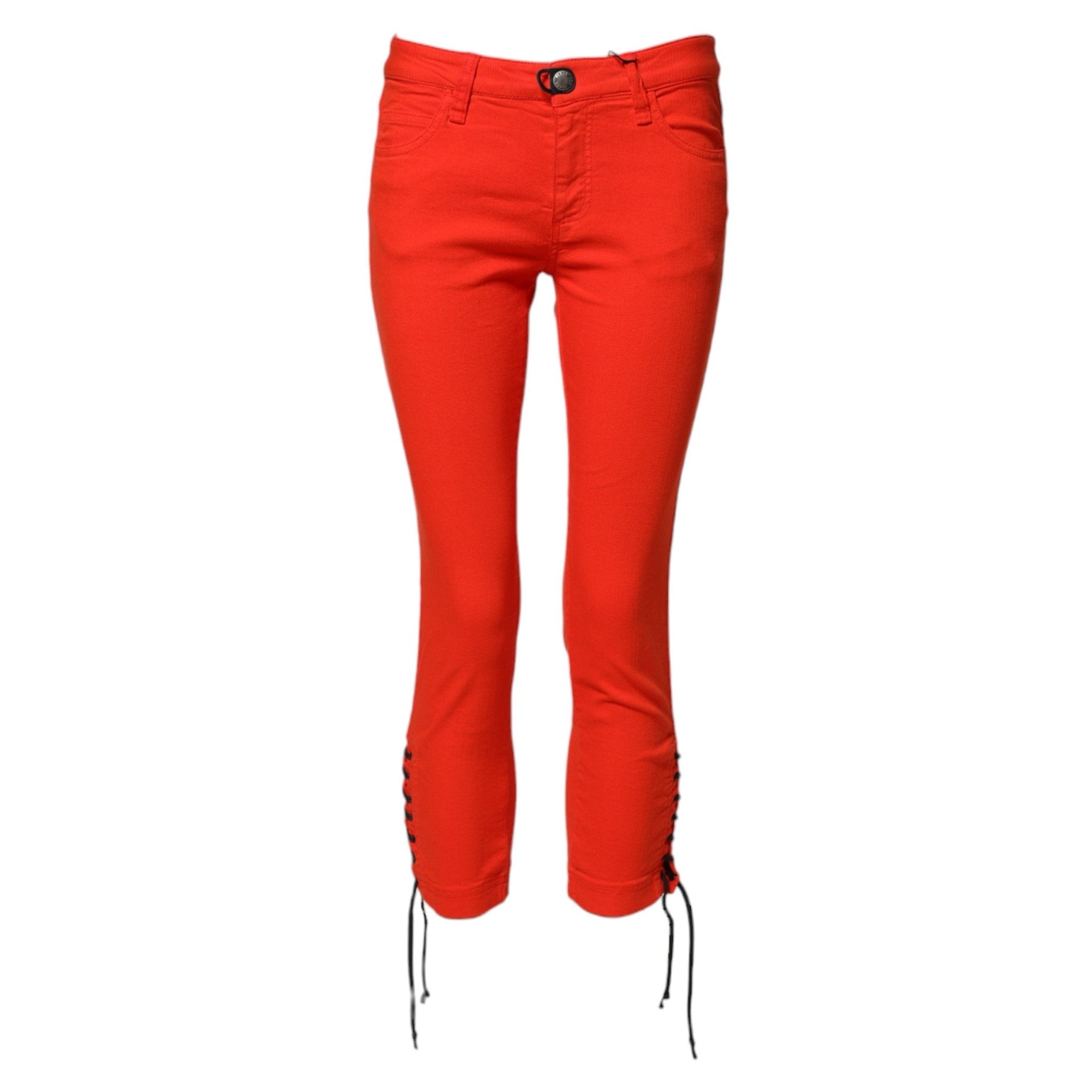 PLEIN SUD Red Mid Waist Skinny Cropped Trouser Jeans - RIMODA