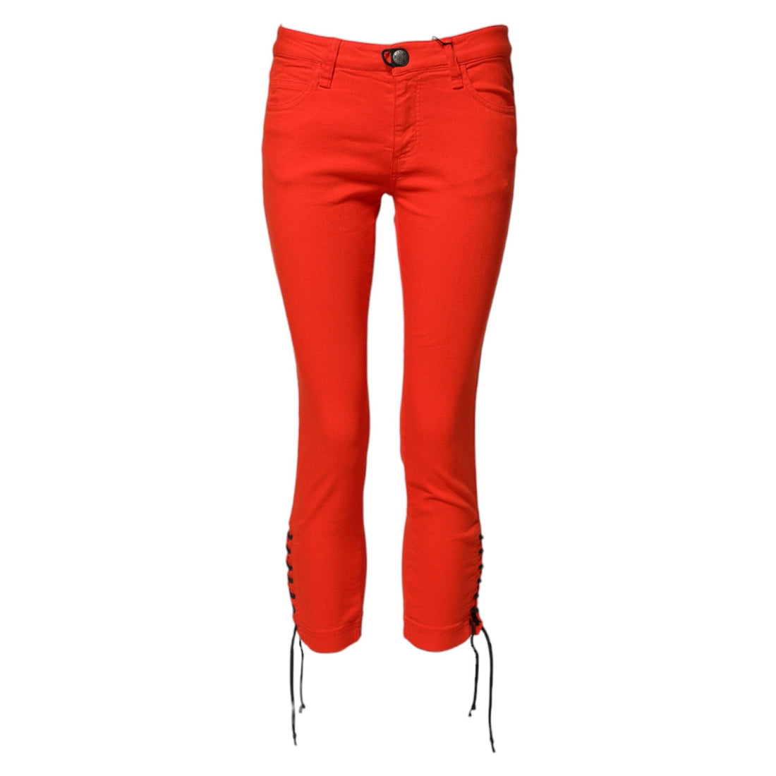 PLEIN SUD Red Mid Waist Skinny Cropped Trouser Jeans - RIMODA