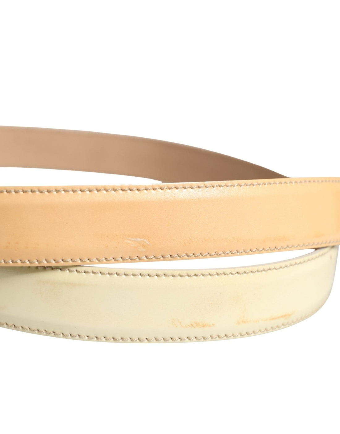 Prada Beige Leather Logo Waist Women Gold Metal Buckle Belt - RIMODA