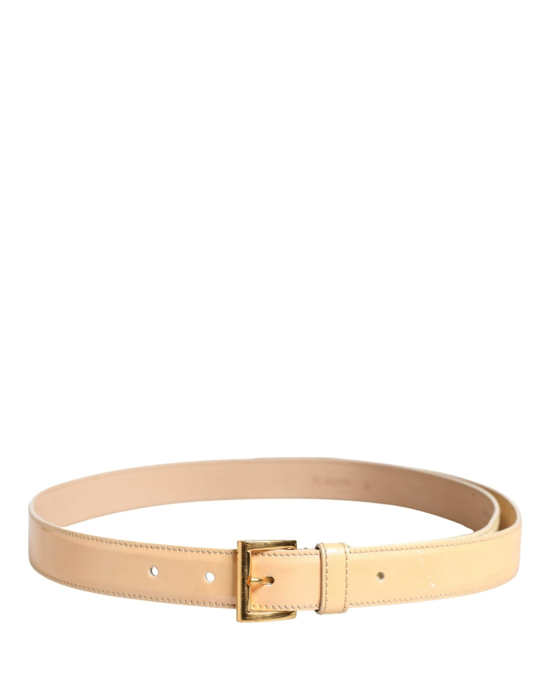 Prada Beige Leather Logo Waist Women Gold Metal Buckle Belt - RIMODA