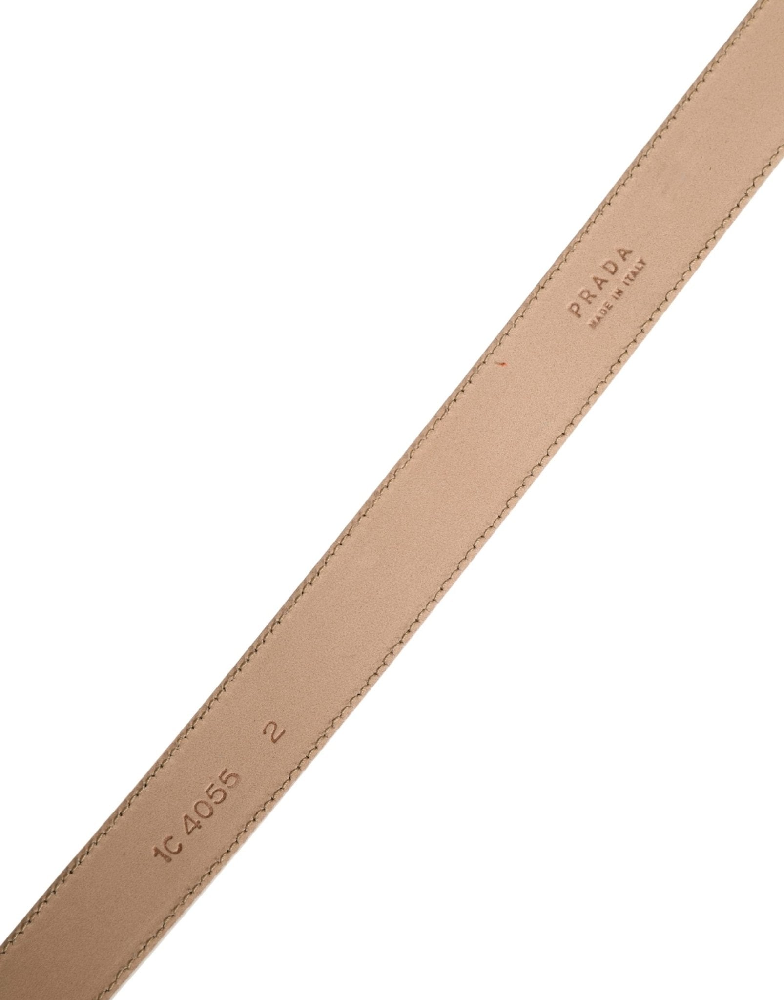 Prada Beige Leather Logo Waist Women Gold Metal Buckle Belt - RIMODA