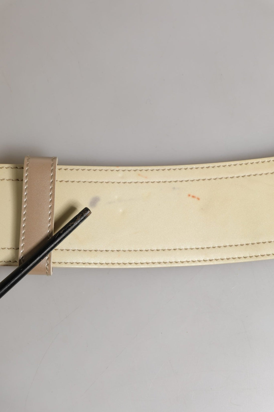 Prada Beige Leather Logo Wide Waist Women Square Buckle Belt - RIMODA