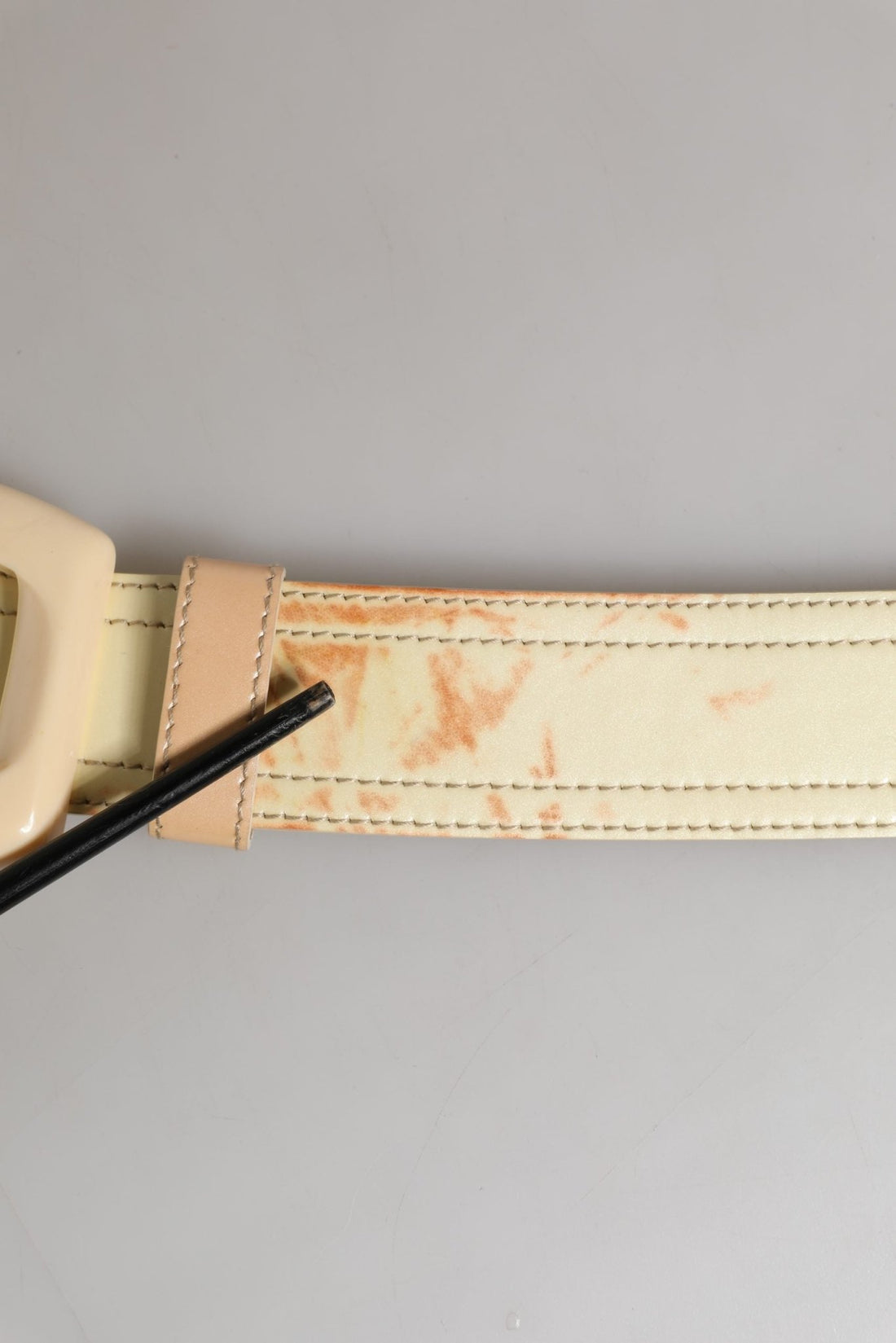 Prada Beige Leather Logo Wide Waist Women Square Buckle Belt - RIMODA