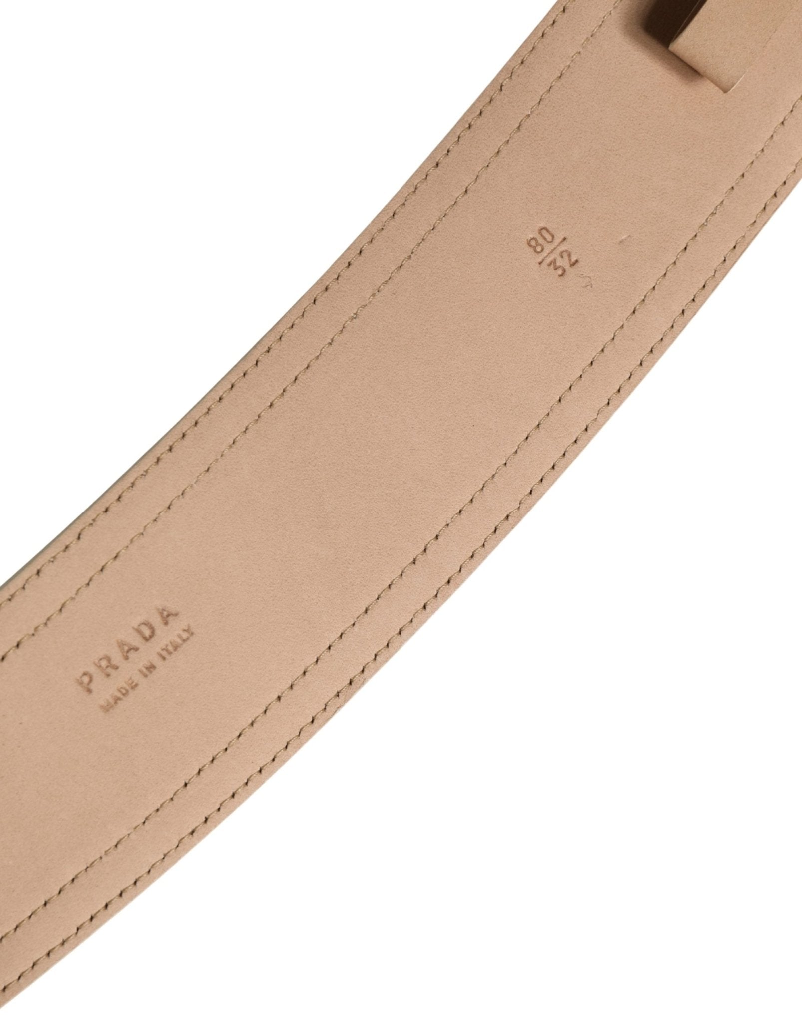 Prada Beige Leather Logo Wide Waist Women Square Buckle Belt - RIMODA