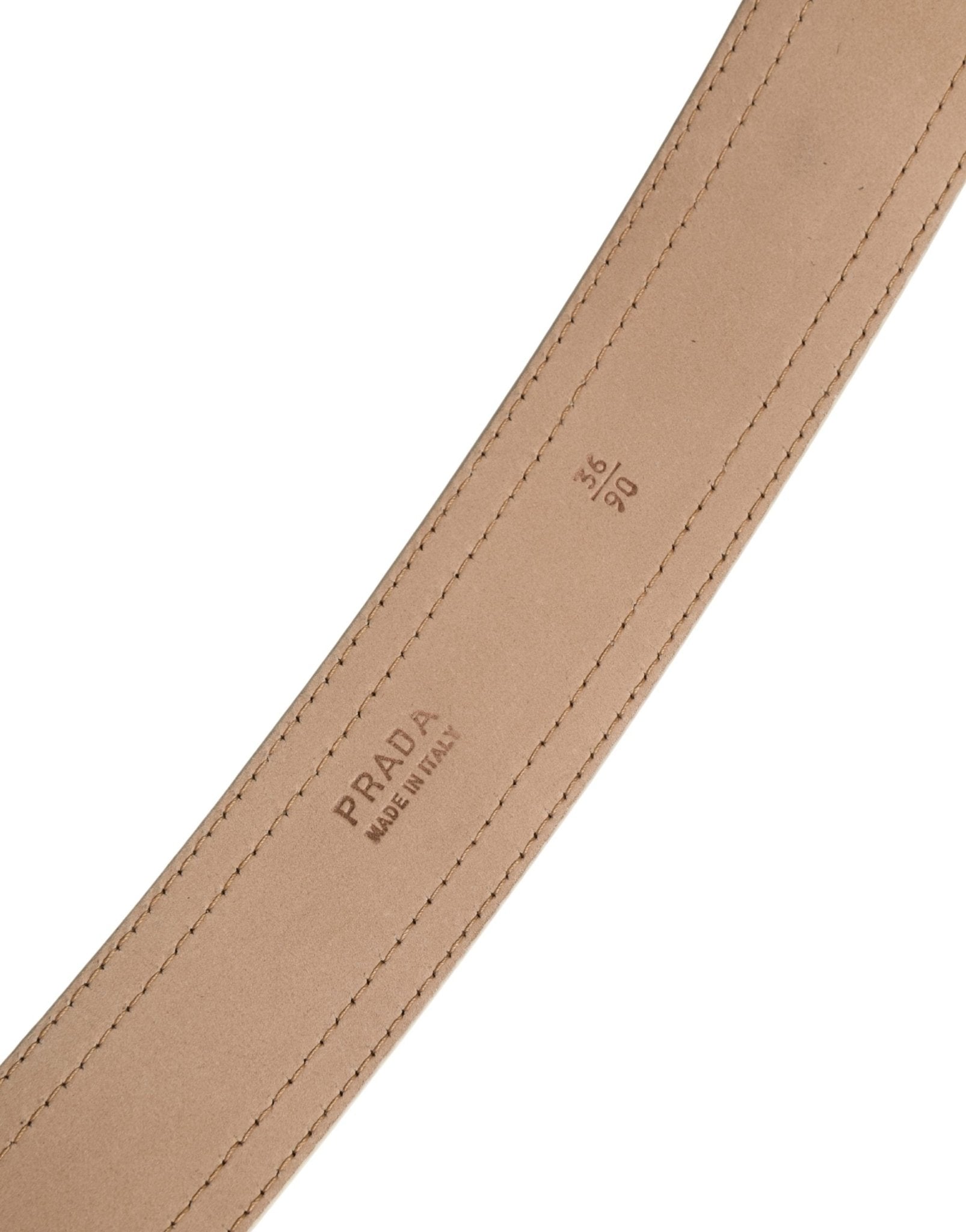 Prada Beige Leather Logo Wide Waist Women Square Buckle Belt - RIMODA