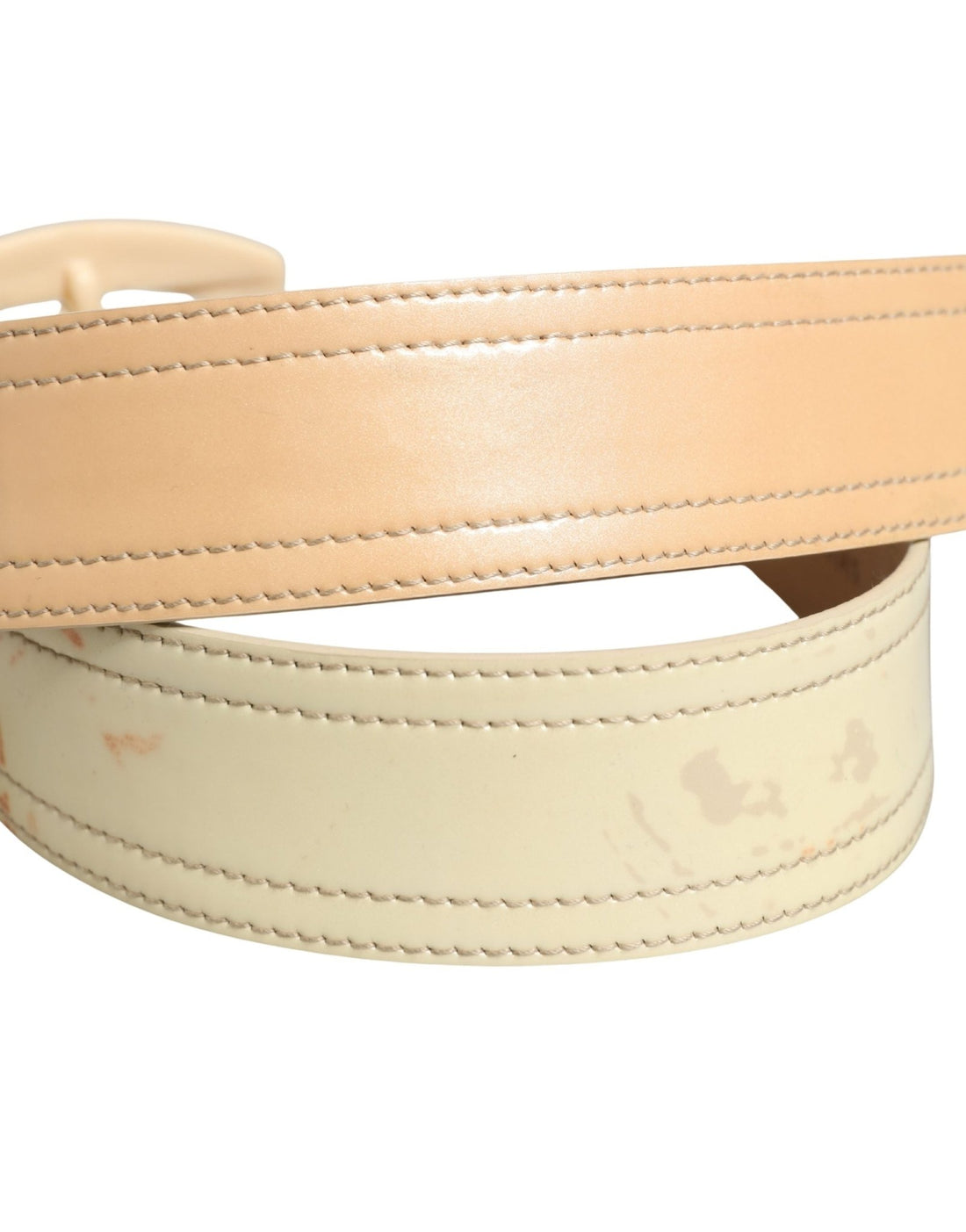 Prada Beige Leather Logo Wide Waist Women Square Buckle Belt - RIMODA