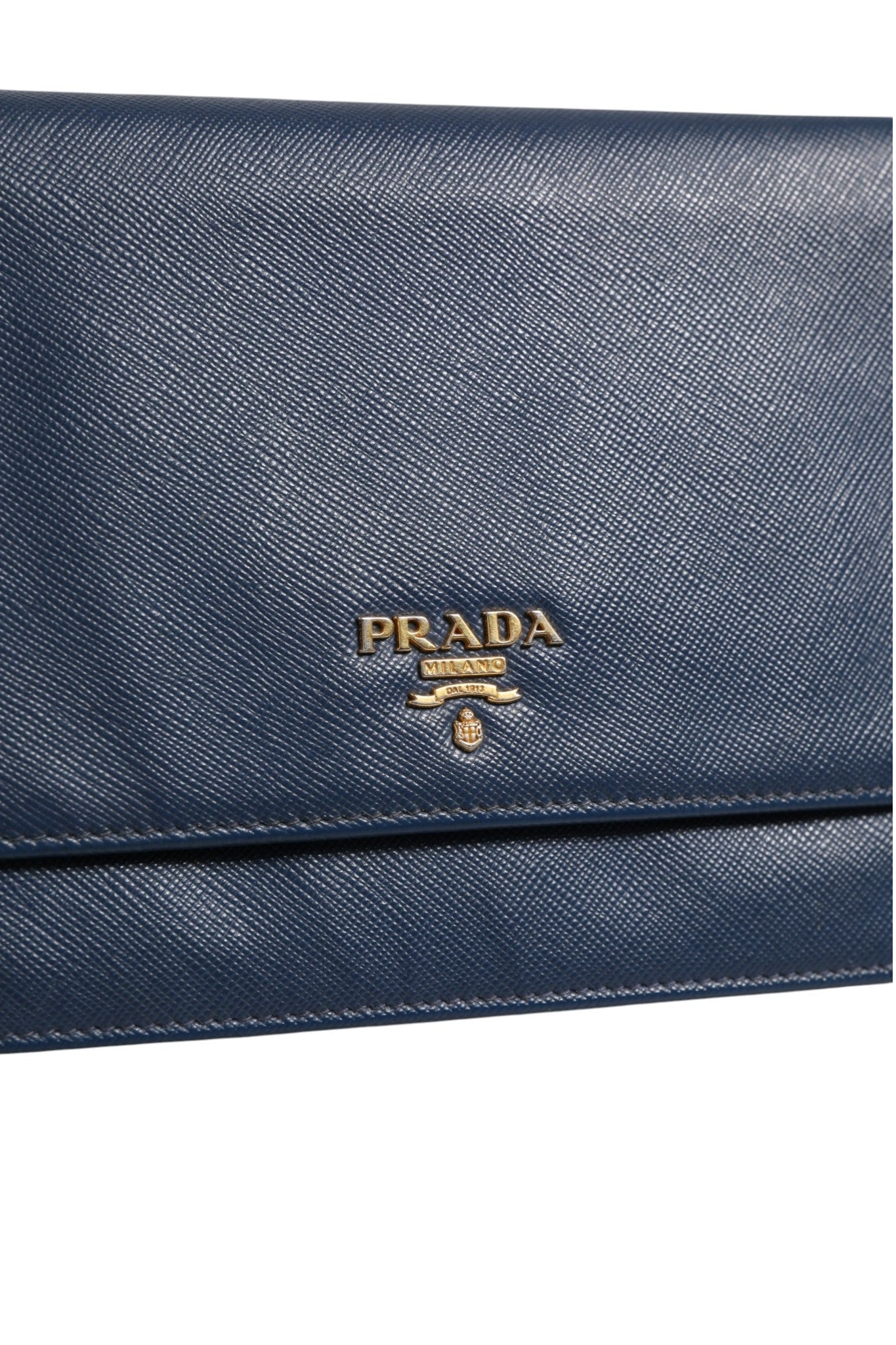 Prada Blue Saffiano Leather Wallet on Chain Clutch Bag - RIMODA