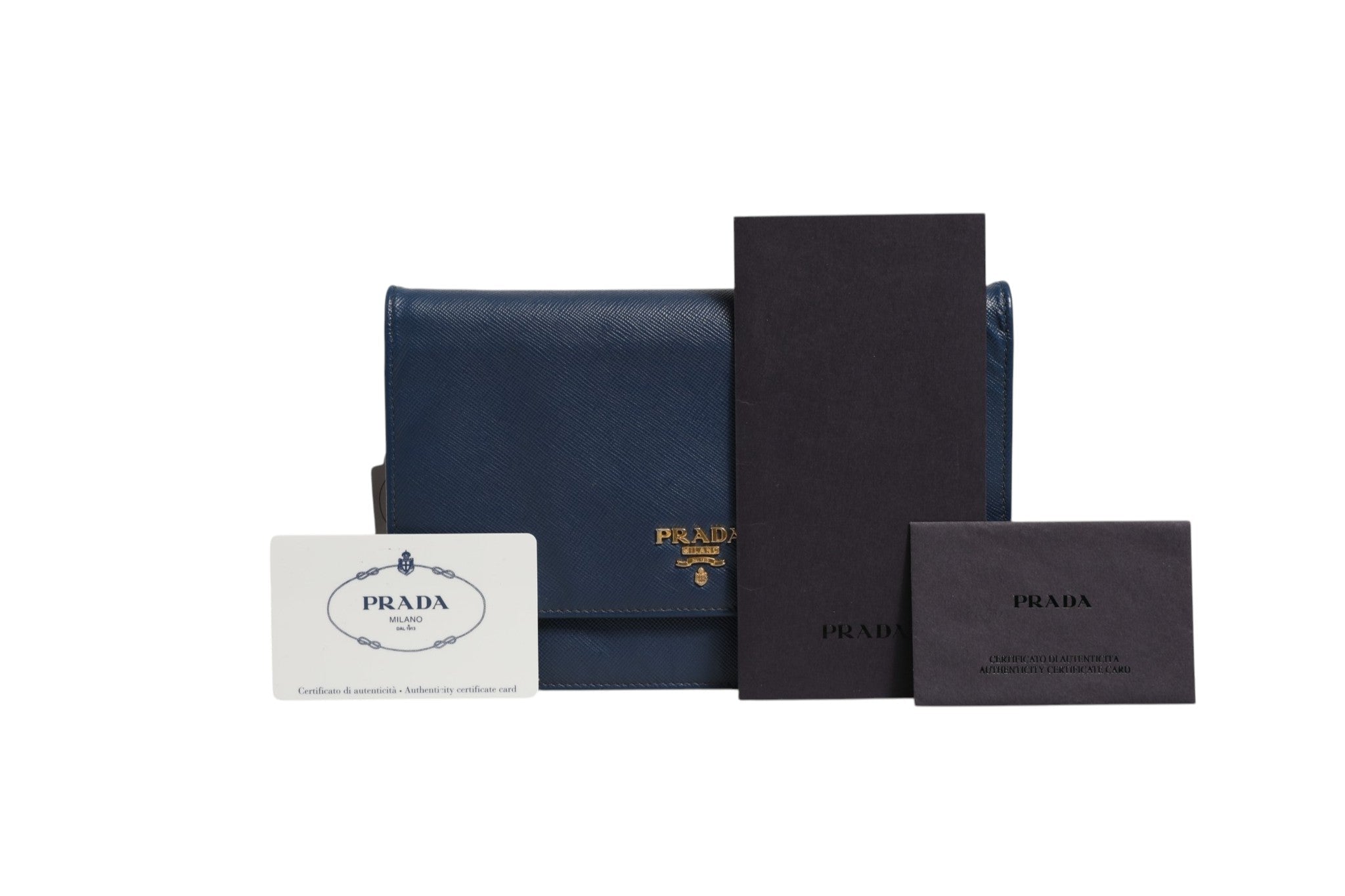 Prada Blue Saffiano Leather Wallet on Chain Clutch Bag - RIMODA