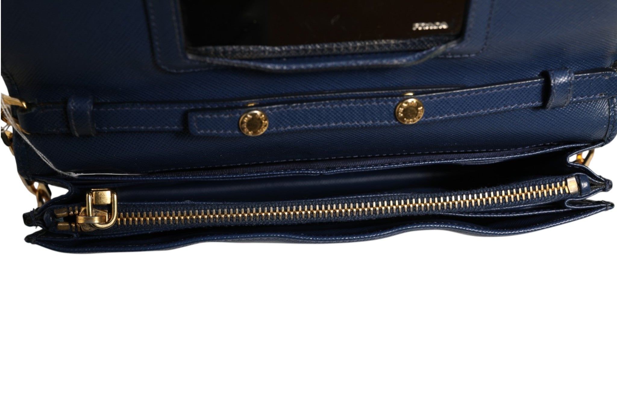 Prada Blue Saffiano Leather Wallet on Chain Clutch Bag - RIMODA