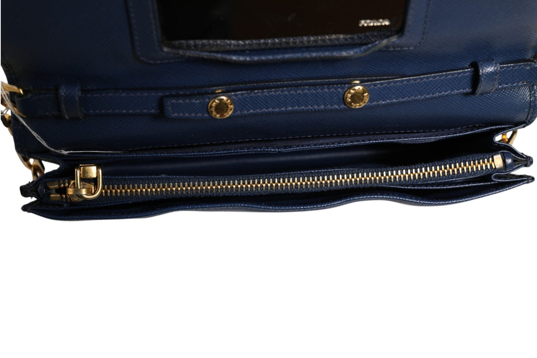 Prada Blue Saffiano Leather Wallet on Chain Clutch Bag - RIMODA