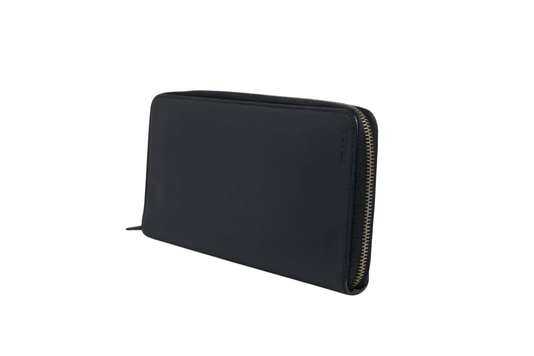 Prada Navy Oliver Embossed Leather Zip - Around Wallet - RIMODA