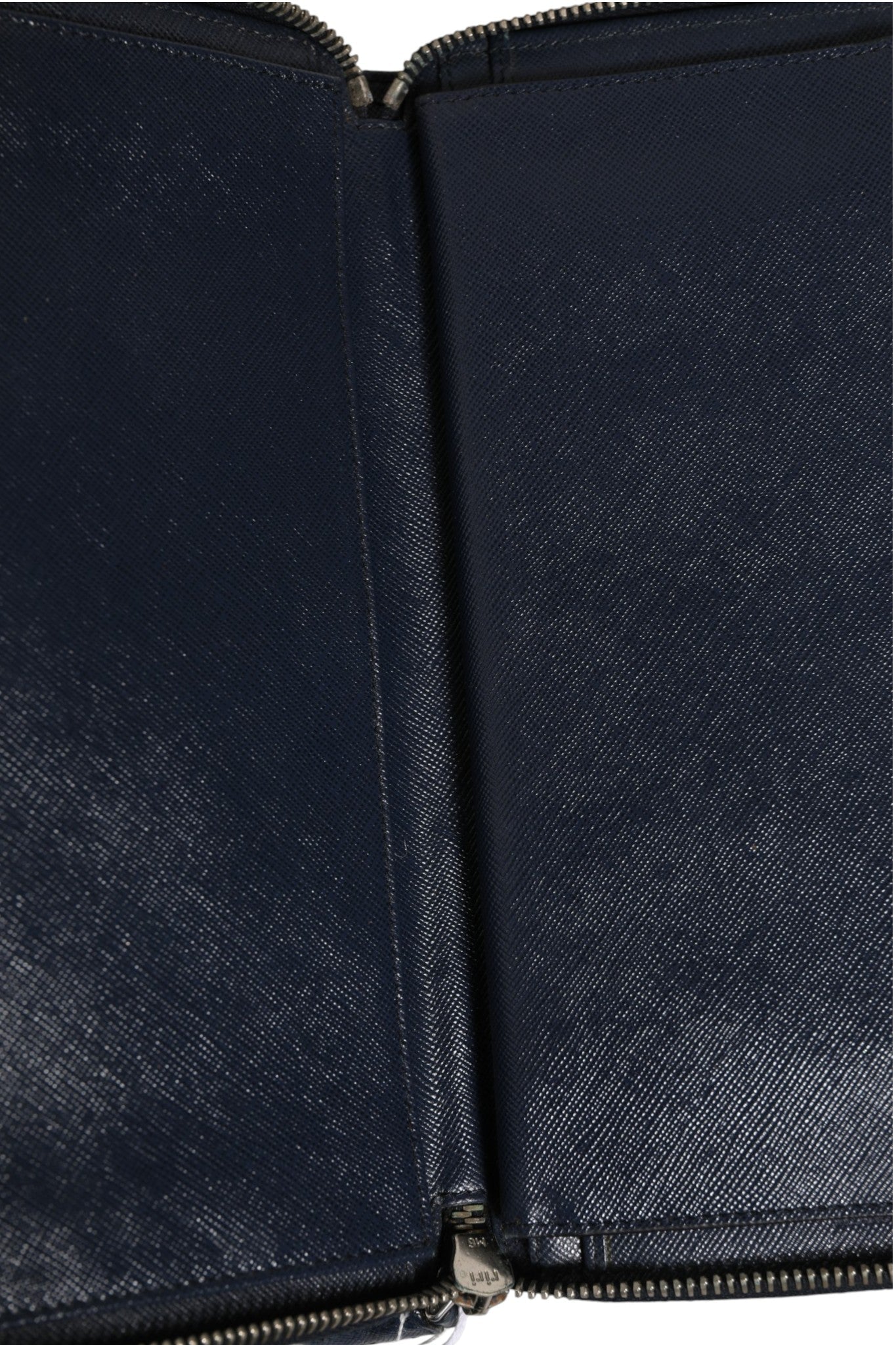 Prada Navy Oliver Embossed Leather Zip - Around Wallet - RIMODA