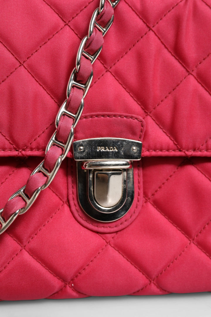 Prada Pink Quilted Tessuto Impuntu Nylon Flap Crossbody Bag - RIMODA