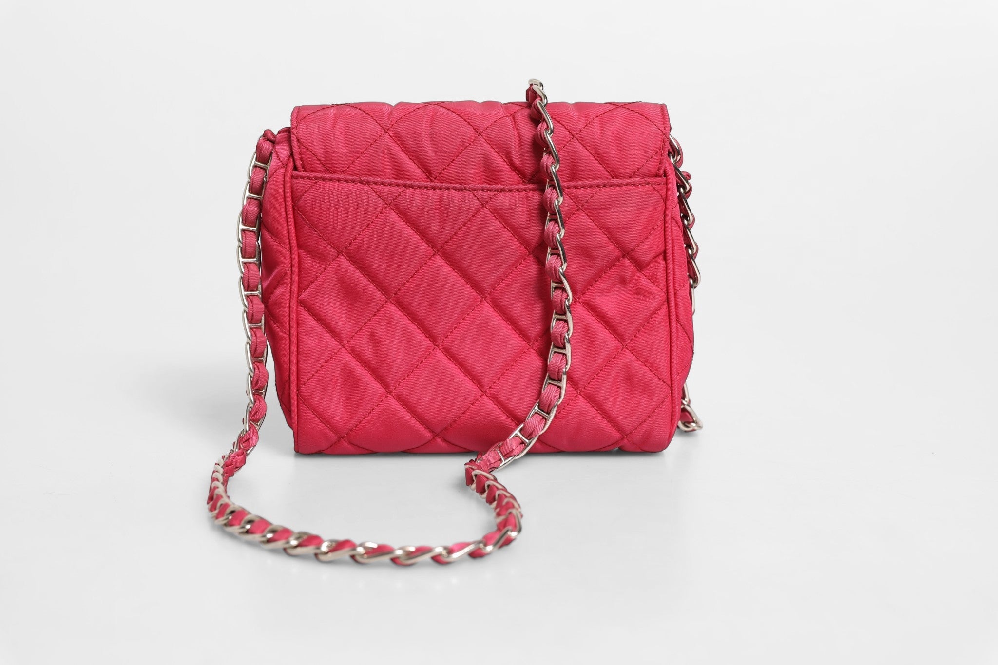 Prada Pink Quilted Tessuto Impuntu Nylon Flap Crossbody Bag - RIMODA