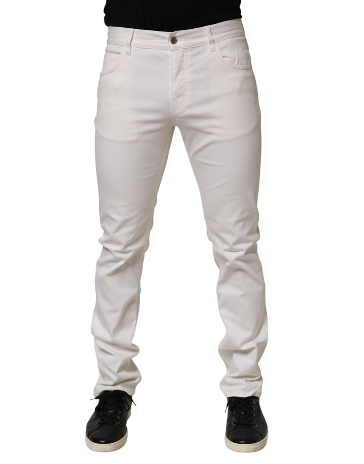 Prada White Mid Waist Skinny Fit Denim Casual Trouser Jeans - RIMODA