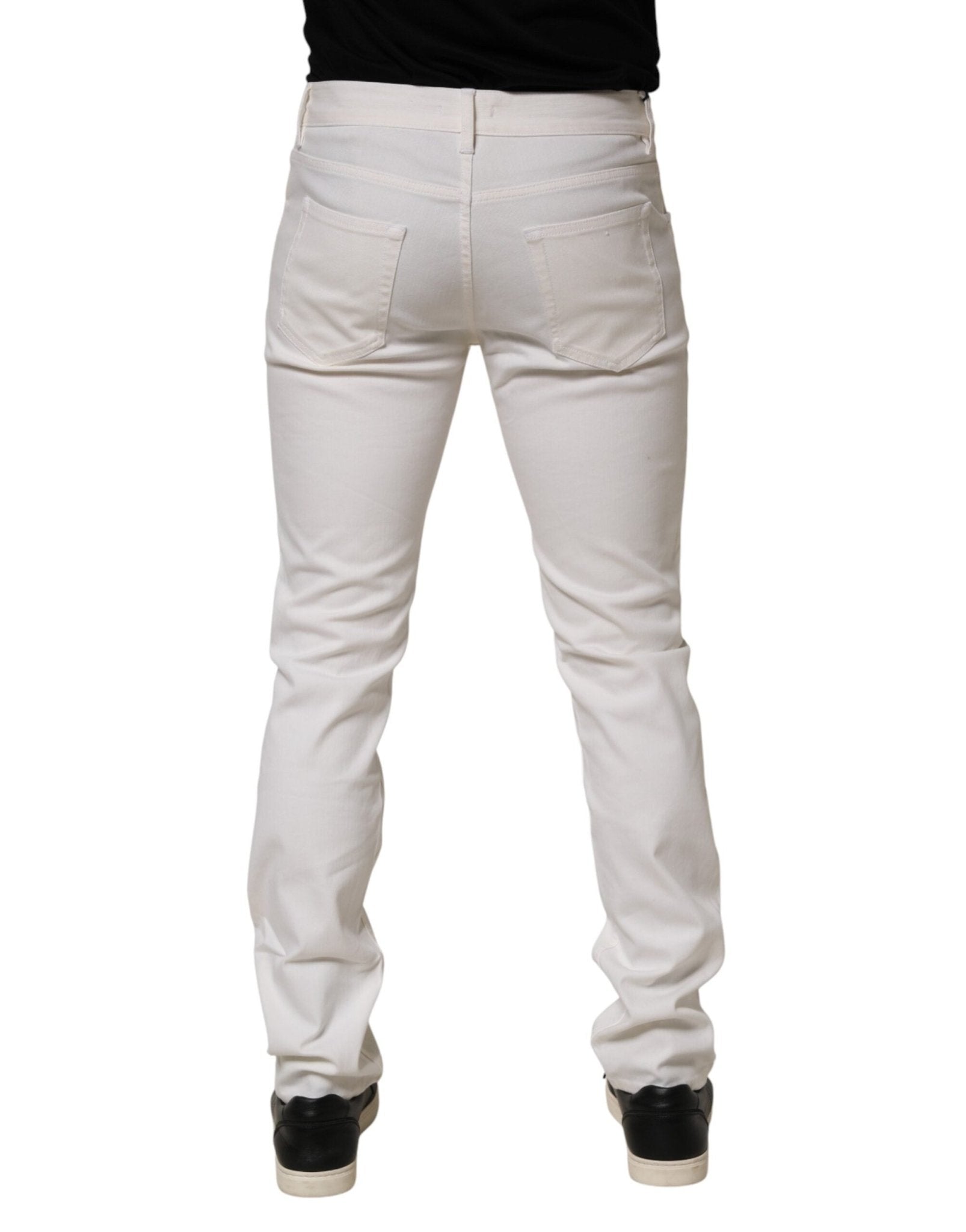 Prada White Mid Waist Skinny Fit Denim Casual Trouser Jeans - RIMODA