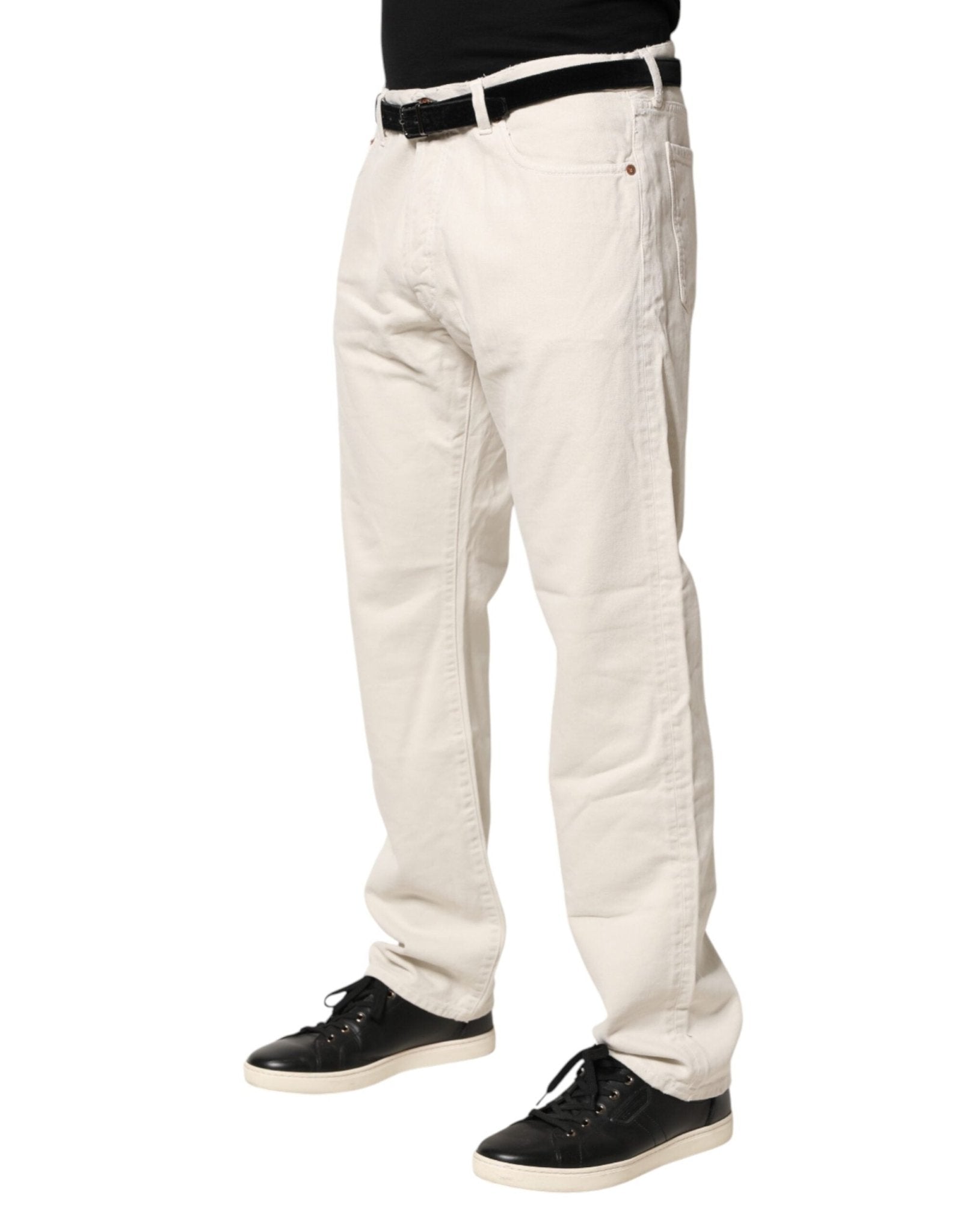 President's White Cotton Straight Mid Waist Denim Men Trouser Jeans - RIMODA