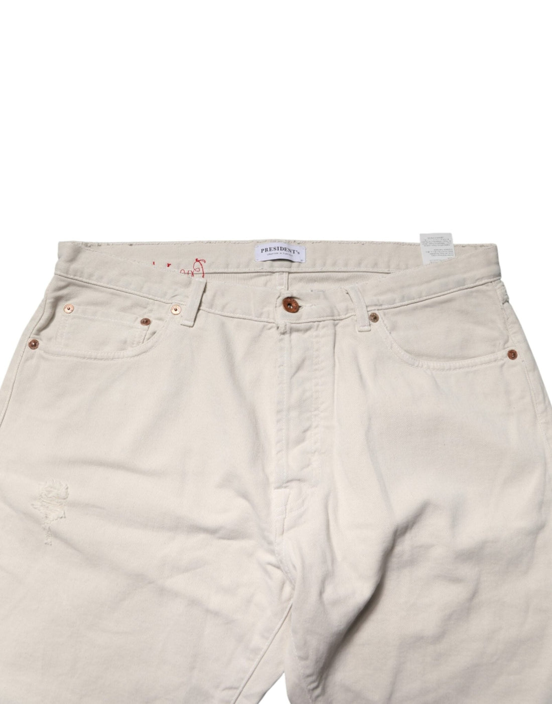 President's White Cotton Straight Mid Waist Denim Men Trouser Jeans - RIMODA