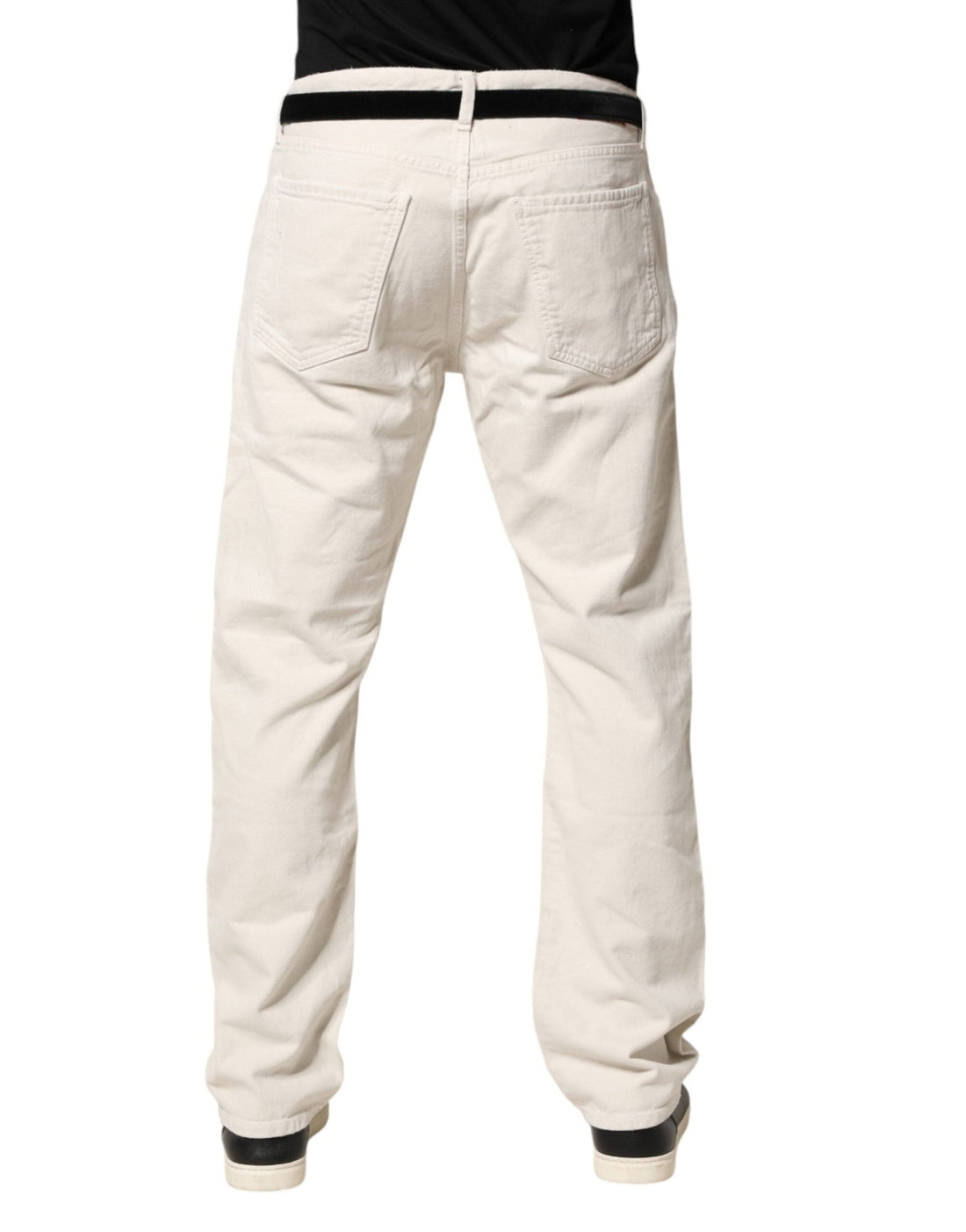 President's White Cotton Straight Mid Waist Denim Men Trouser Jeans - RIMODA
