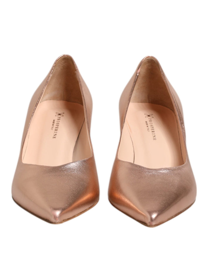 Prosperine Pink Leather Pumps Stiletto Heels Slip On Shoes - RIMODA