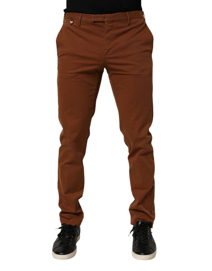 PT Torino Brown Men Skinny Chino Mid Waist Trouser Pants - RIMODA