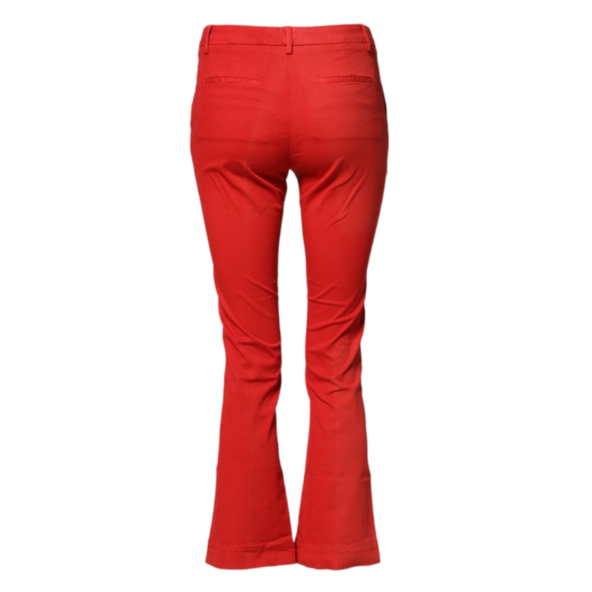 PT Torino Red Flared Mid Waist Chino Casual Trouser Pants - RIMODA