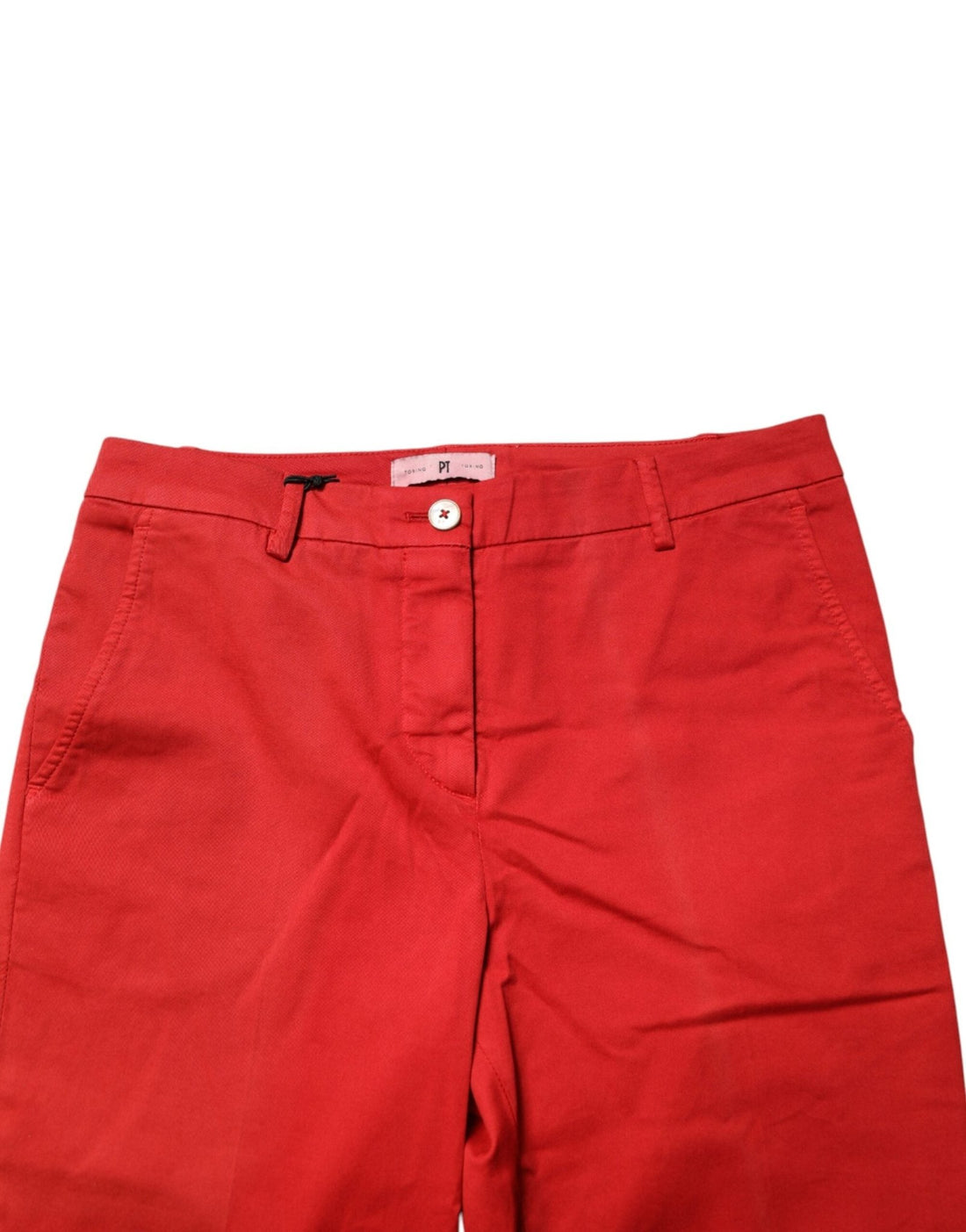 PT Torino Red Flared Mid Waist Chino Casual Trouser Pants - RIMODA