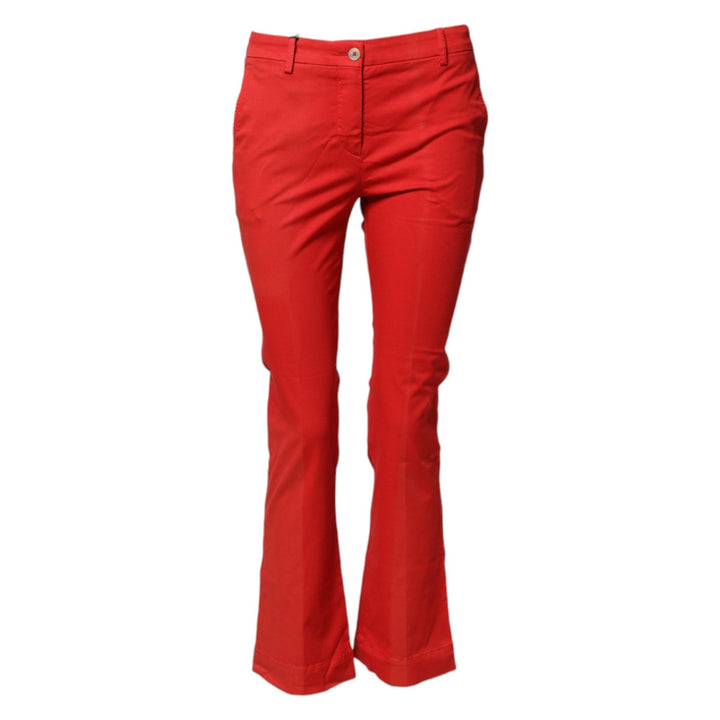 PT Torino Red Flared Mid Waist Chino Casual Trouser Pants - RIMODA