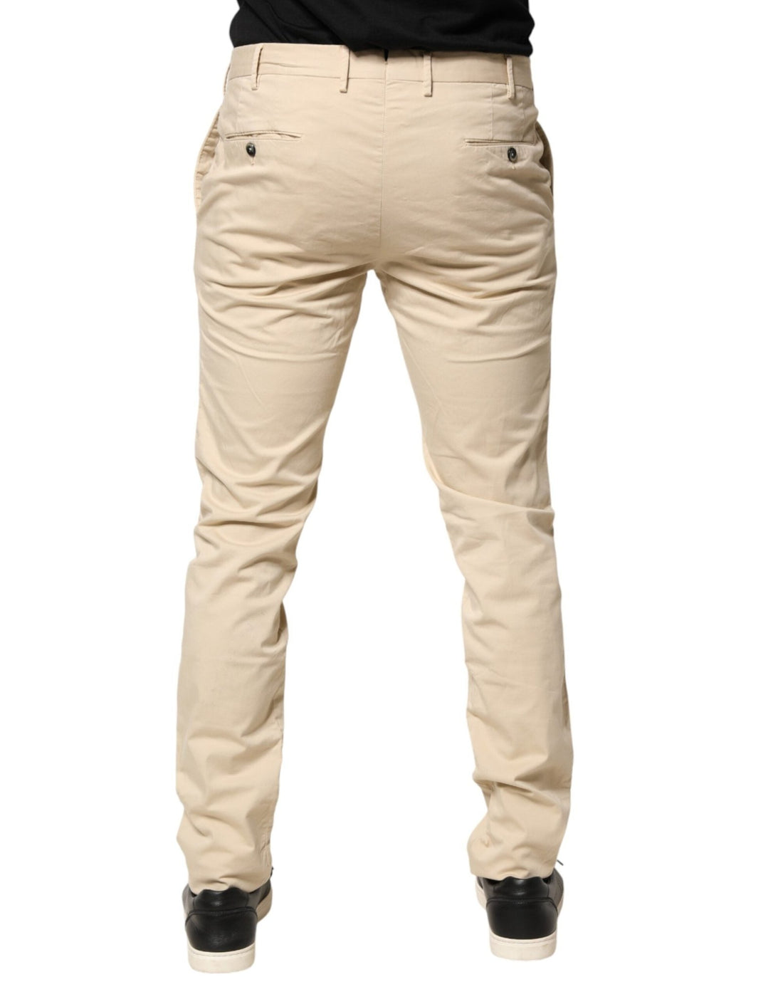 PT01 Beige Mid Waist Men Skinny Fit Chino Trouser Pants - RIMODA