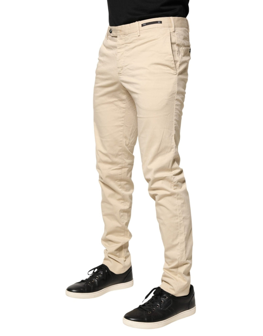 PT01 Beige Mid Waist Men Skinny Fit Chino Trouser Pants - RIMODA
