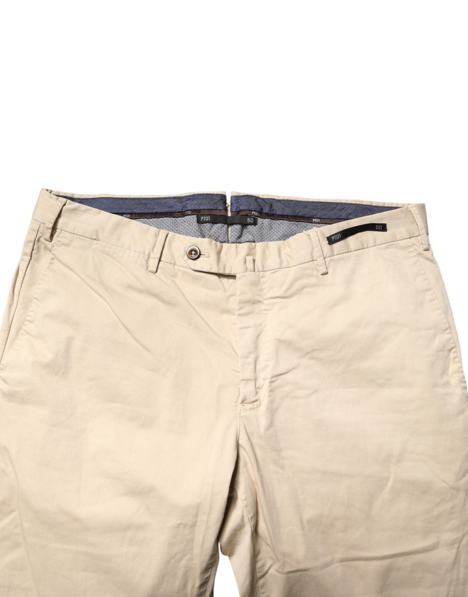 PT01 Beige Mid Waist Men Skinny Fit Chino Trouser Pants - RIMODA
