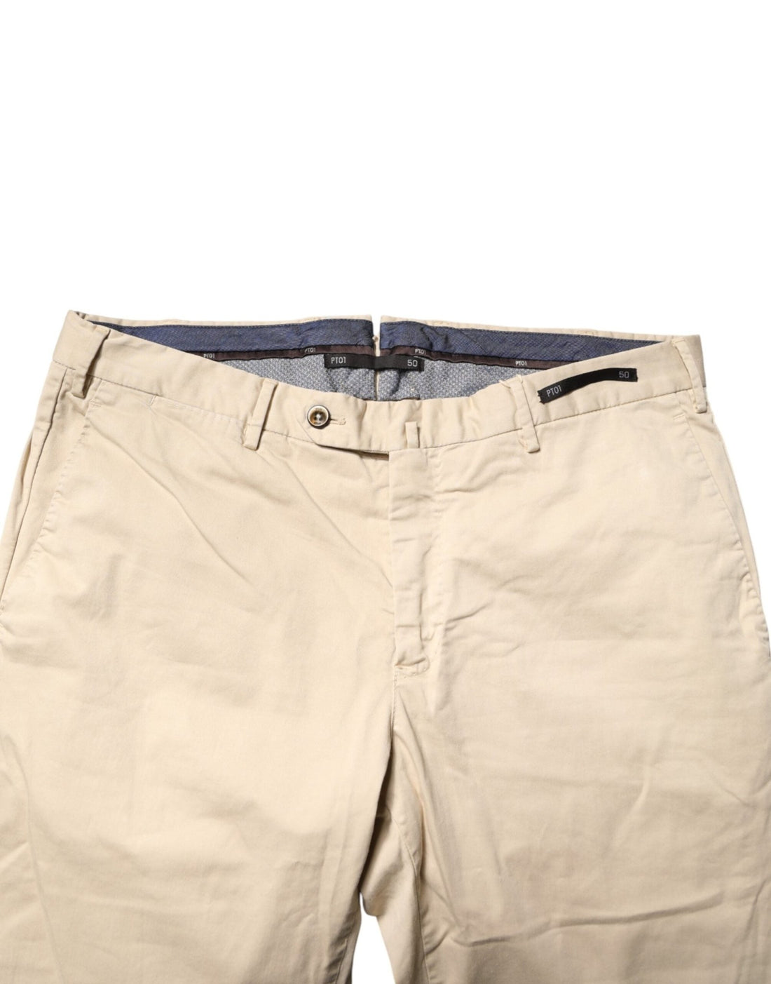 PT01 Beige Mid Waist Men Skinny Fit Chino Trouser Pants - RIMODA