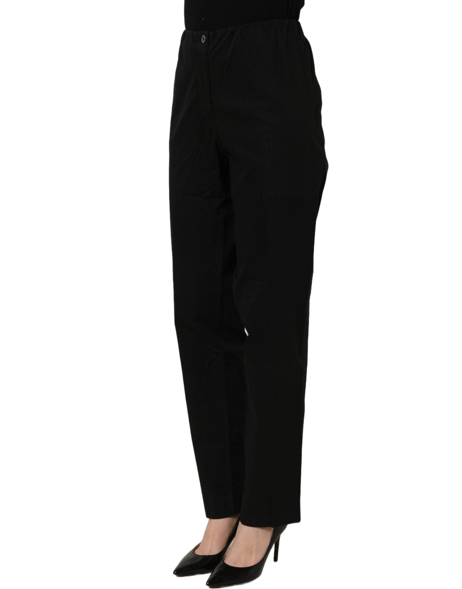 QL2 Black High-Waisted Straight Chino Women Trouser Pants - RIMODA