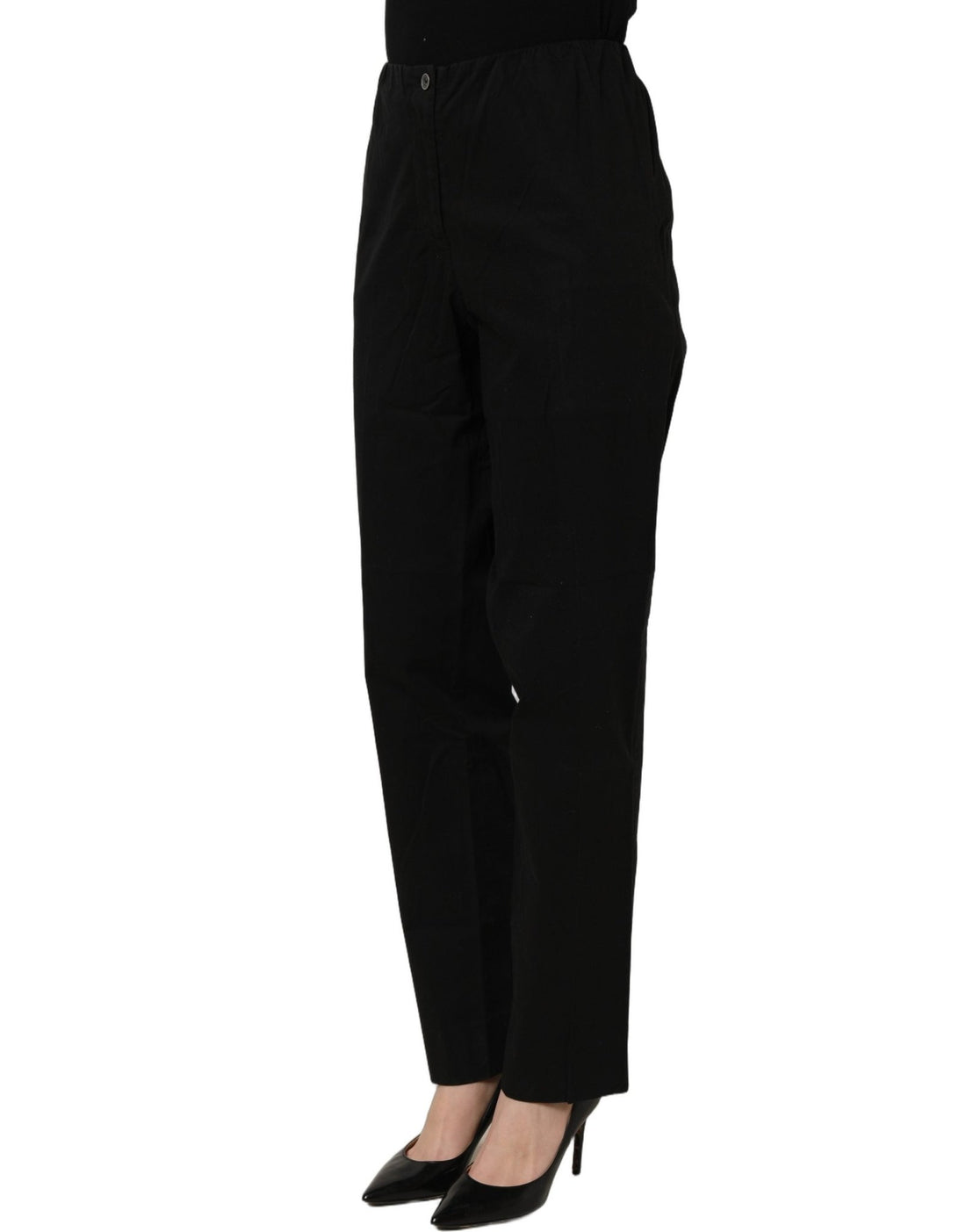 QL2 Black High-Waisted Straight Chino Women Trouser Pants - RIMODA