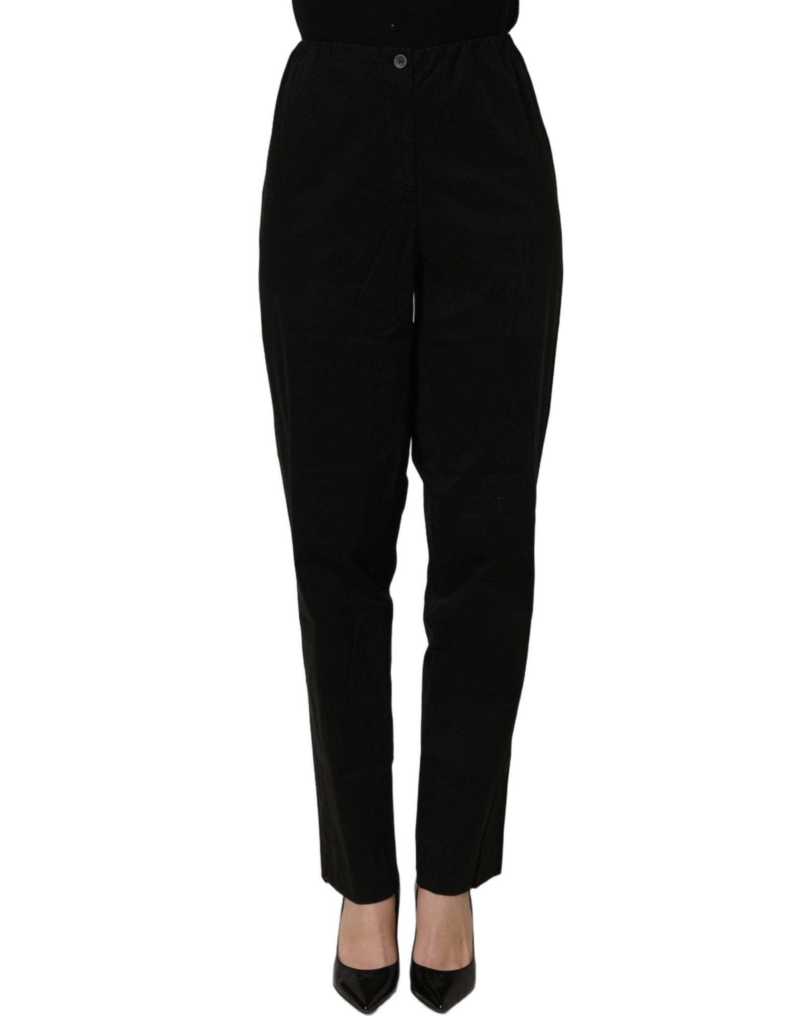 QL2 Black High-Waisted Straight Chino Women Trouser Pants - RIMODA