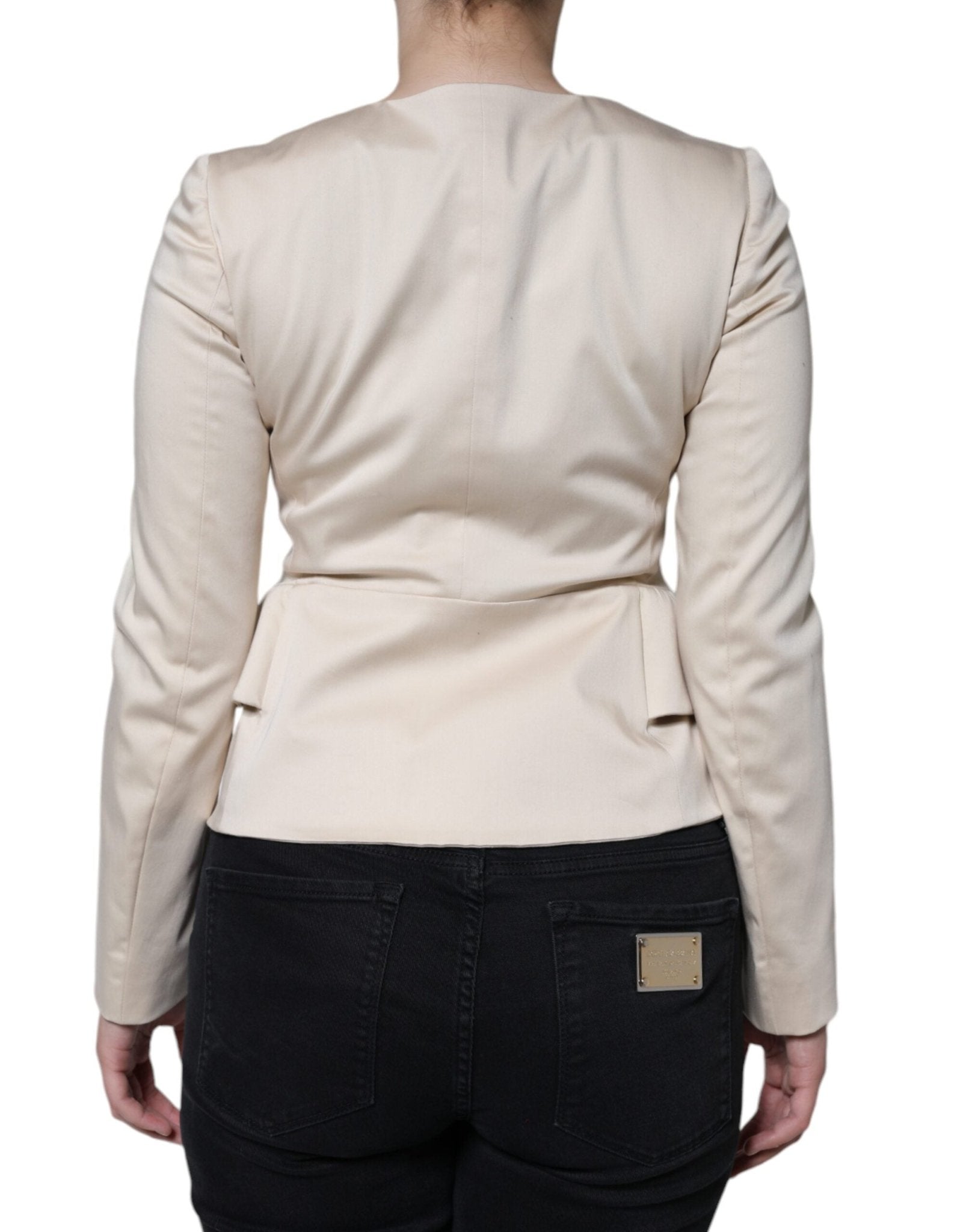Red Valentino Beige Cotton Long Sleeves Round Neck Blazer Jacket - RIMODA